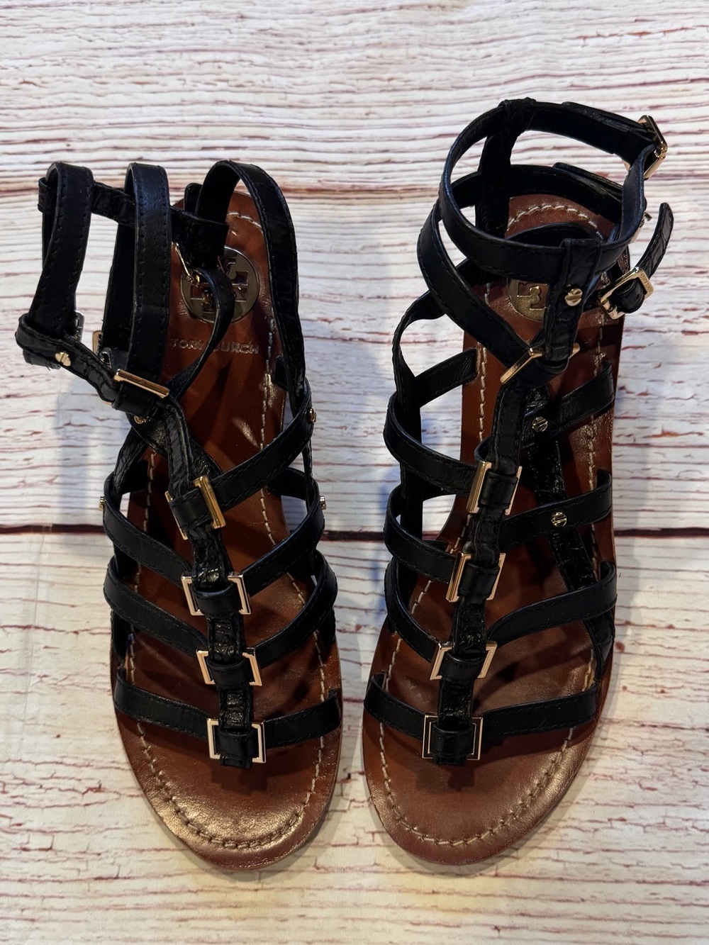 Tory Burch Reggie Gladiator Sandals in Black Sz 9